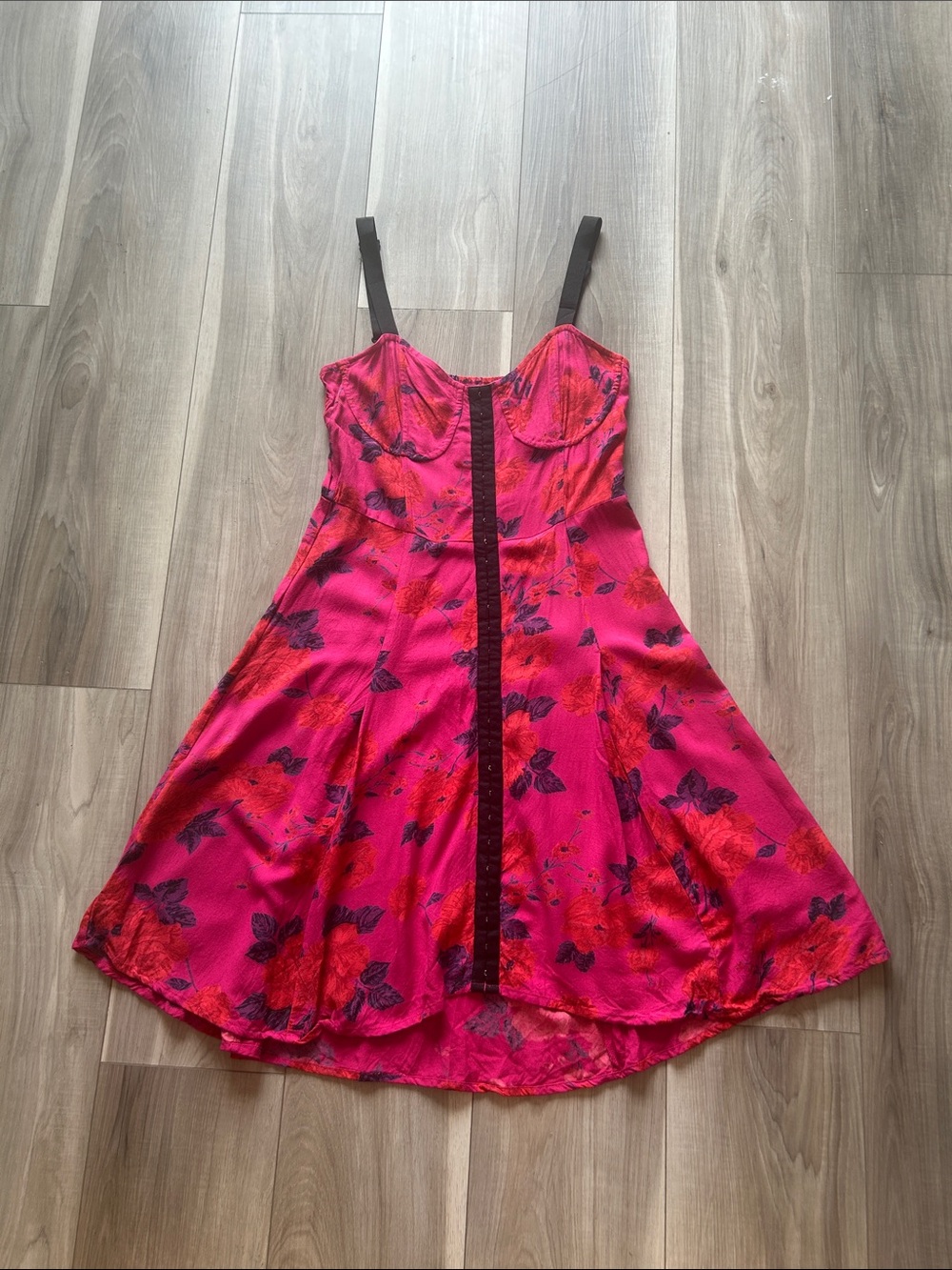 Urban Outfitters Kimchi Blue Floral Bustier Fit & Flare High-Low Dress Size 8